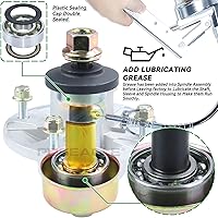 Vista 4 de Conjunto de husillo AM144608 previamente engrasado con polea de husillo UC20697 para John Deere X330 X350 X354 X370 X380 X384 X390 X394 X570 X580