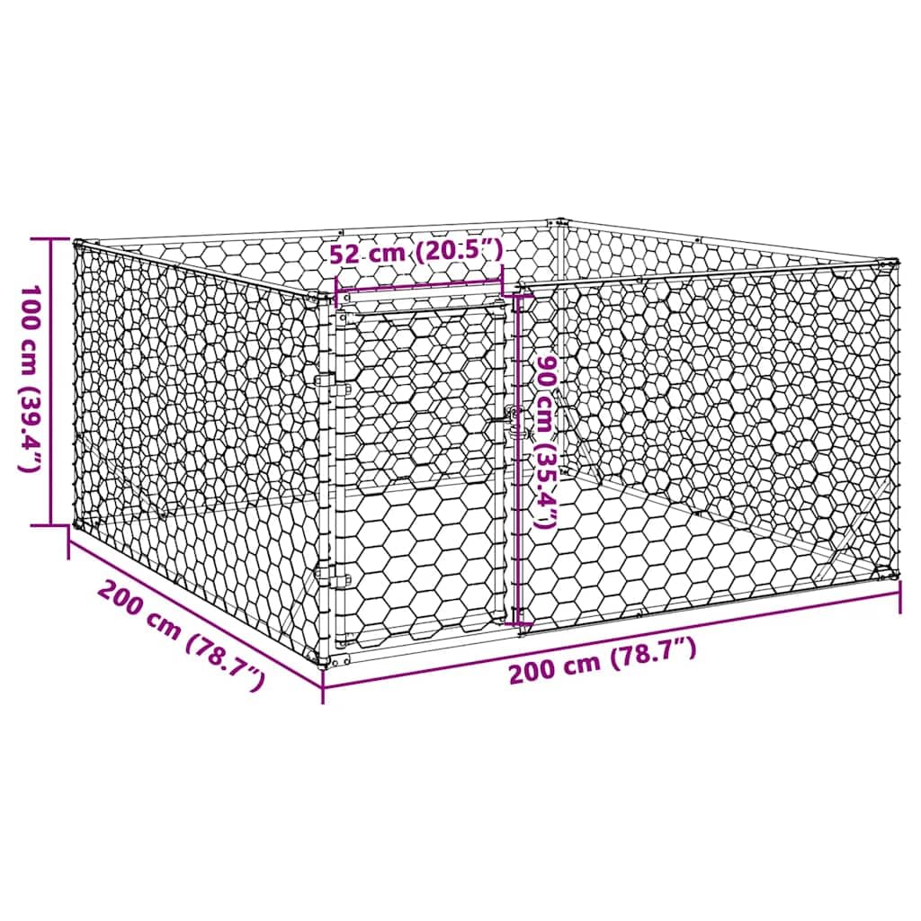 Gecheer Cuccia per Cani da Esterno con Porta 2x2x1 m Acciaio Zincato,Gabbia Grande Cani Acciaio,Gabbia per Cani Grande,Box Cani Esterno,Recinti per Cani,Recinto Cane,P4105411
