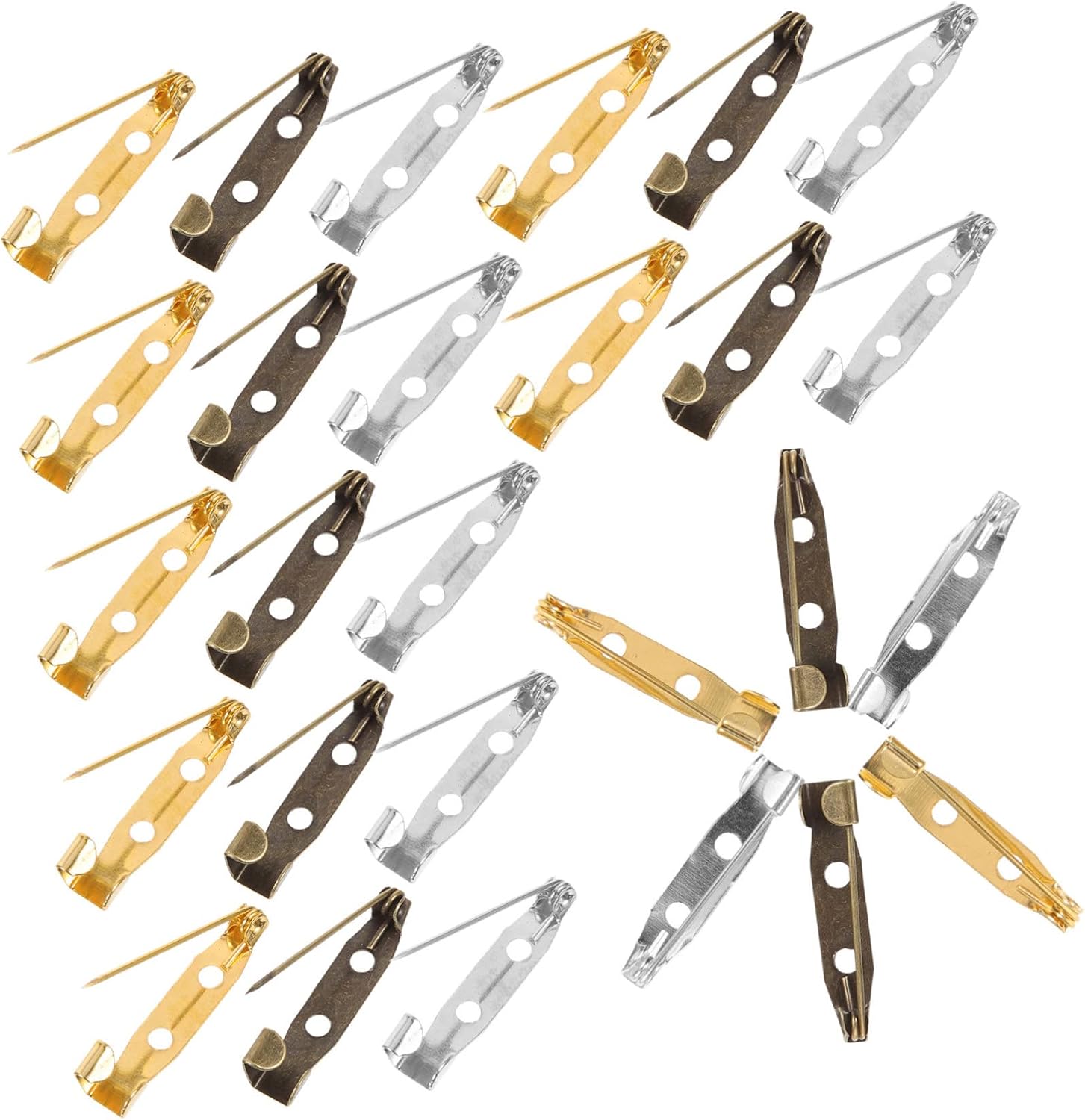 NUOBESTY 750pcs Vintage Women Brooch Pins DIY Craft Metal Bar Pin Backs for Jewelry Making Sewing Corsage Name Badges More