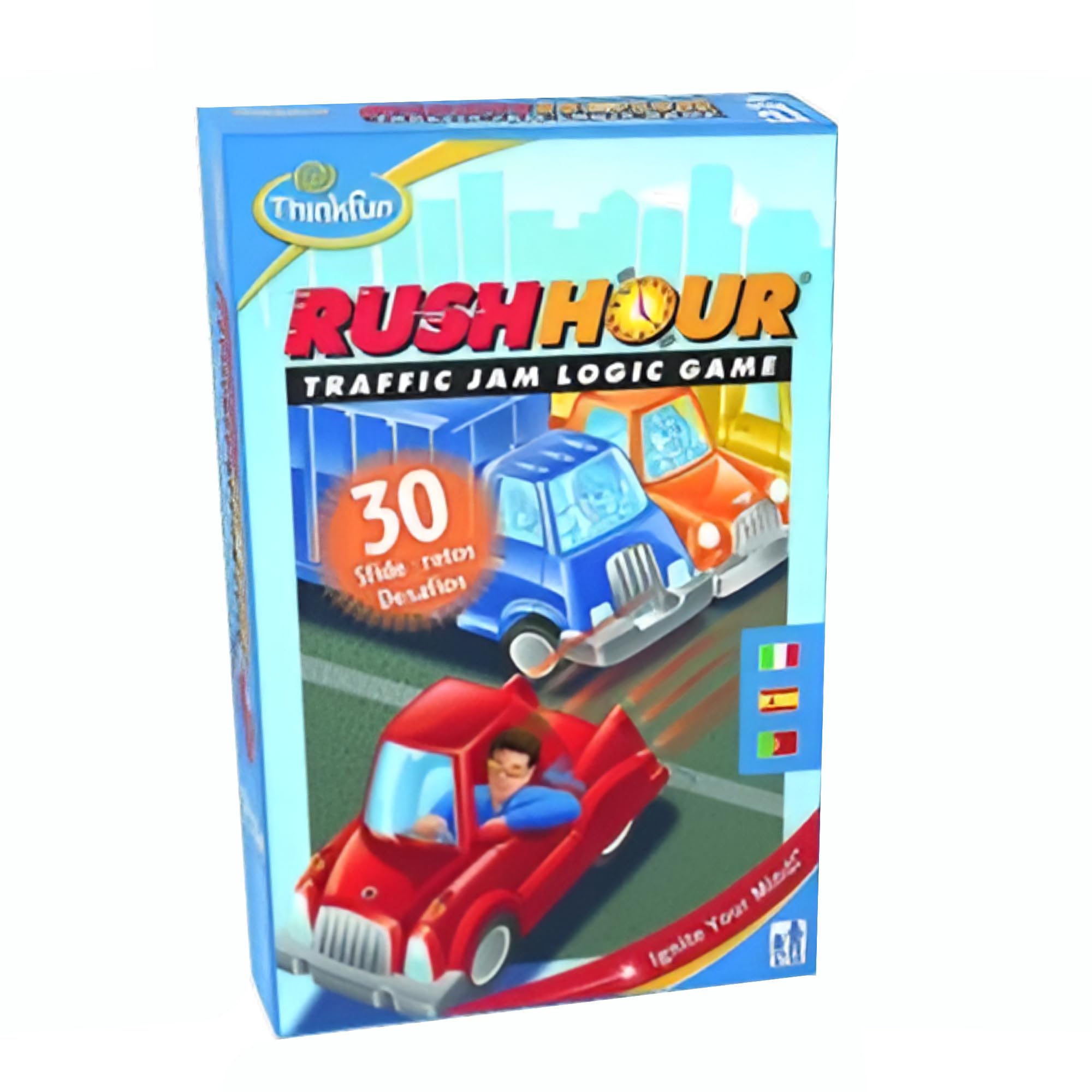 ThinkFun Rush Hour Deluxe – Juego De Lógica Con 60 Desafíos Y Coches Metalizados, Ideal Para Entrenar La Mente, Planificación Y Razonamiento Secuencial Desde 8 Años