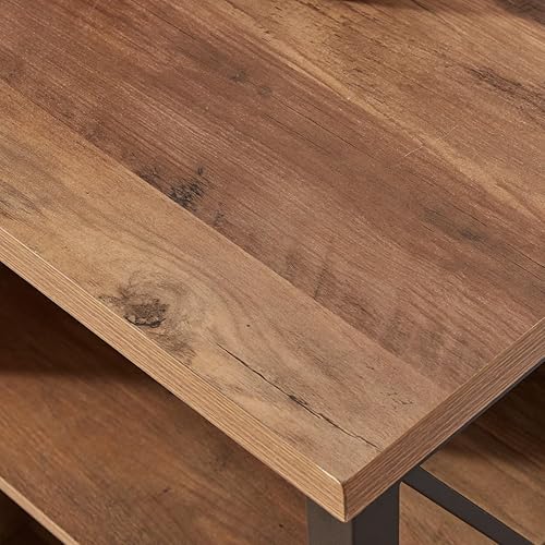 Miniatura 30 de LVB Centro de entretenimiento rústico para TV de 65 pulgadas, soporte de TV industrial de madera y metal con estante de almacenamiento, mesa consola