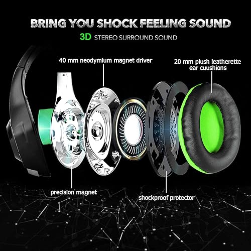 Miniatura 4 de BlueFire Auriculares estéreo para juegos para Playstation 4 PS4 PS5 auriculares sobre la oreja con micrófono y luces LED para Xbox One PC portátil