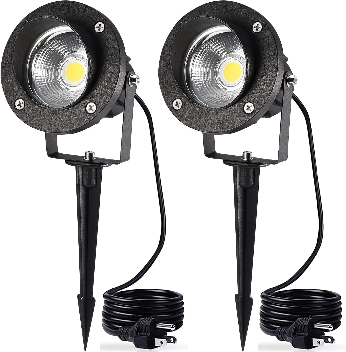 LED Landscape Lighting High Power 18W Outdoor Garden Lights,120V AC,Warm White Waterproof Spotlights for Yard,Patio,Lawn,Wall, Flood,Driveway,Tree Flag Light,Metal Ground Stake (2 Packs)