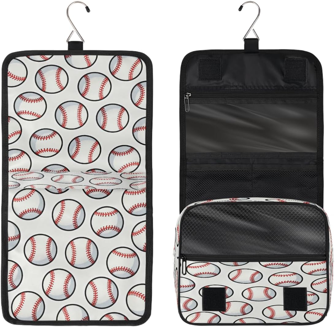 AUUXVA Kids Hanging Toiletry Bag for Boys - Waterproof Travel Cosmetic Organizer Makeup Pouch for Girls Shower Wash Bags with Hanging Hook Toiletries Storage Bag(Baseball) image 5