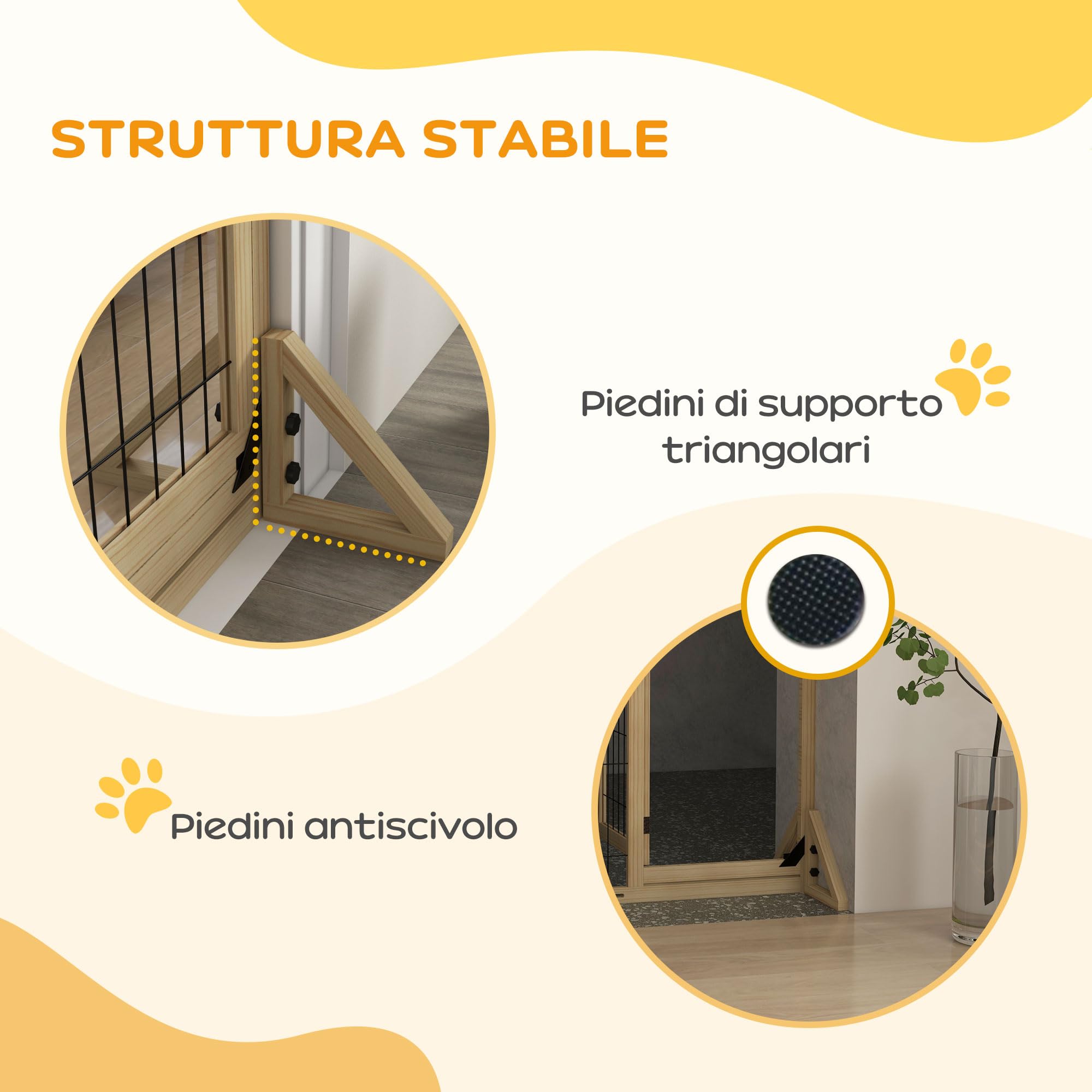 PawHut Cancellino per Cani Estensibile Porta 112-159x70 cm Legno Naturale | Cancelletto di Sicurezza per Animali e Cuccioli, 2 Pannelli, Piedini Triangolari