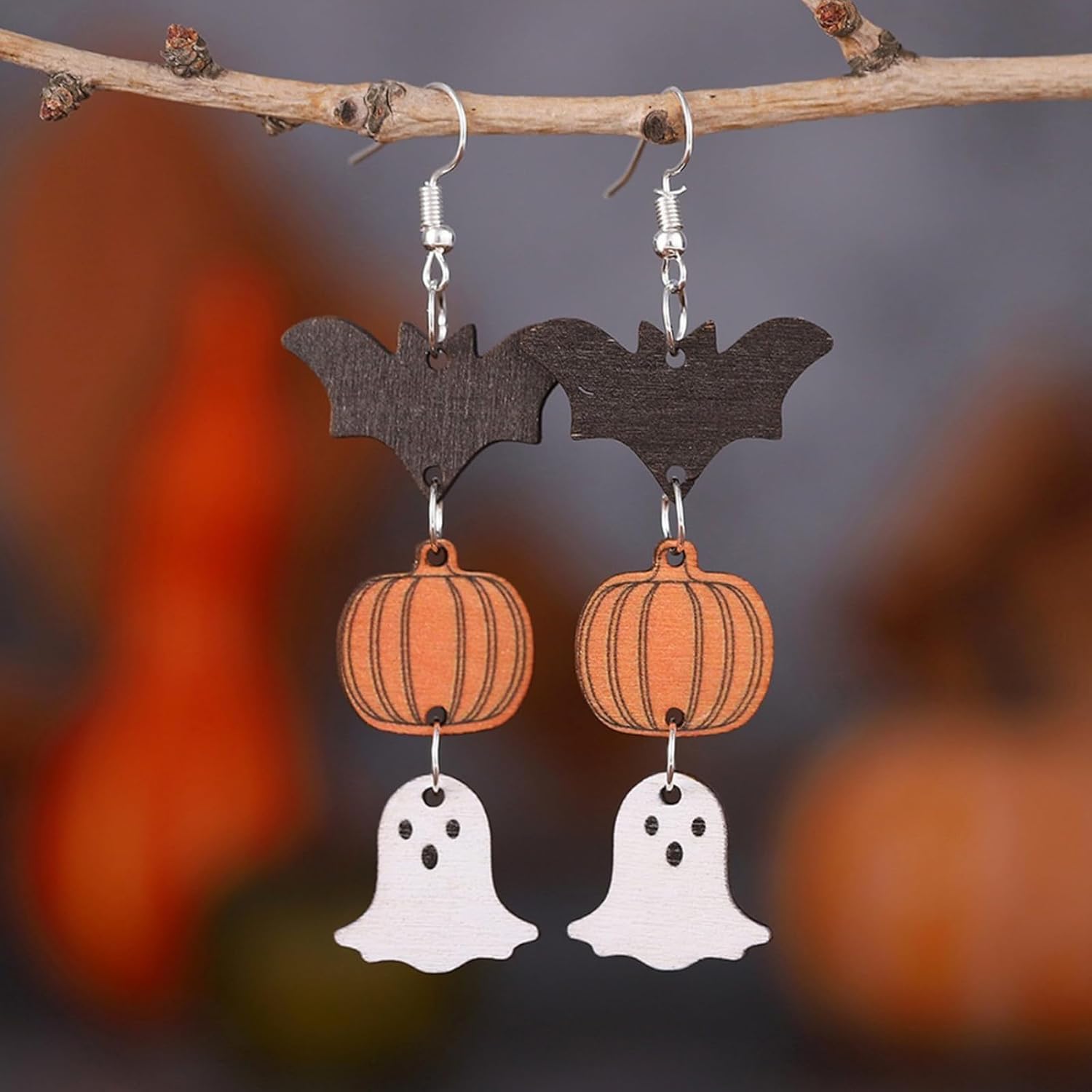 Halloween Black Bat Dangle Earrings - Boo and Cute Pumpkin Statement Spider Spooky Earrings - Fun Holiday Scary Decorations Party Jewelry for Women - Image 2