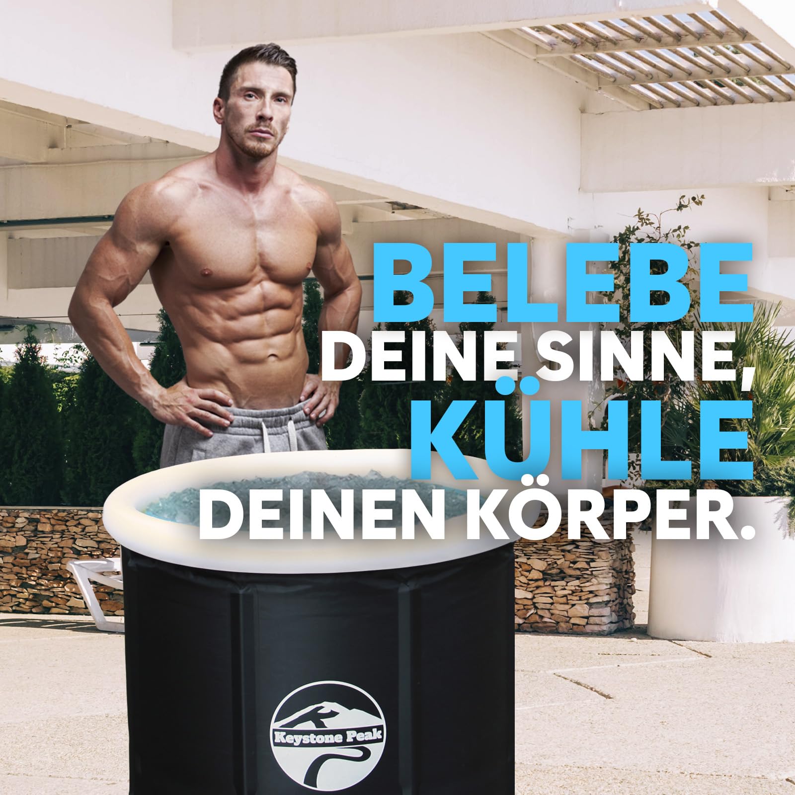 Cold Plunge Tub - Tragbare Eisbadewanne für Sportler & Erwachsene - Aufblasbare Badewanne für Kaltwassertherapie, Sporterholung & Wellness - Outdoor & Indoor - 5 Jahre Garantie