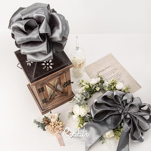 Vista 12 de Ribbli Cinta de satén rosa claro con alambre de 1.5 pulgadas, cinta de Navidad rosa para envolver regalos, coronas, guirnaldas, decoración