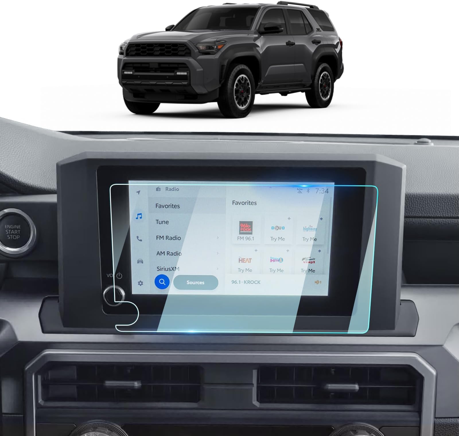 2026 4runner Screen Protector For 2025-2026 Toyota 4runner (SR5/TRD Sport/TRD Off-Road/TRD Off-Road i-FORCE MAX) 8Inch Touchscreen, 2025 4runner Accessories 9H Tempered Glass Anti-Fingerprints Scratch