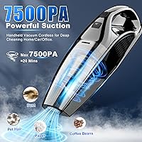 Vista 2 de Handheld Vacuum Cordless Rechargeable Portable Car Vacuum, 7500Pa Powerful Suction Mini Hand Held Vacuum, 670ML Cup Lightweight Small Vacuum Cleaner