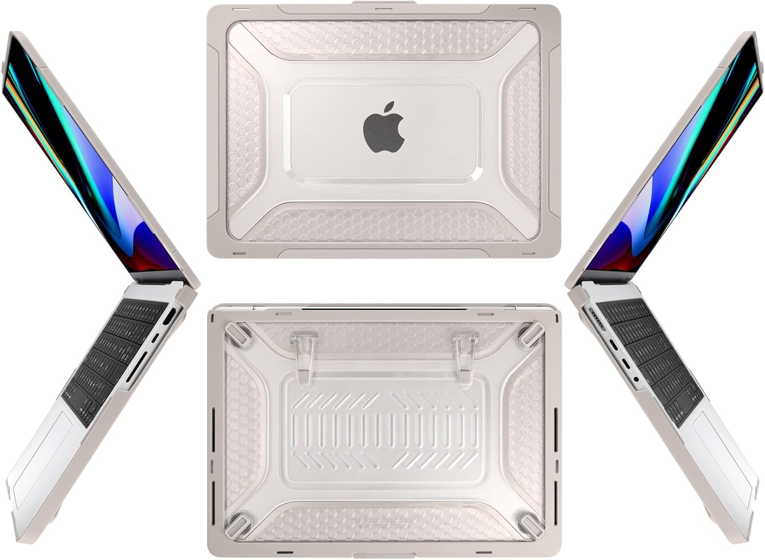 Batianda Extreme Heavy Duty Case for M5 MacBook Pro 14 inch 2025 2024 2023 2021 Release - Anti-Slip Reinforced Fold Stand (Holds 25lbs) Shockproof Honeycomb Exoskeleton Hybrid Armor - Rock Gray - Image 2