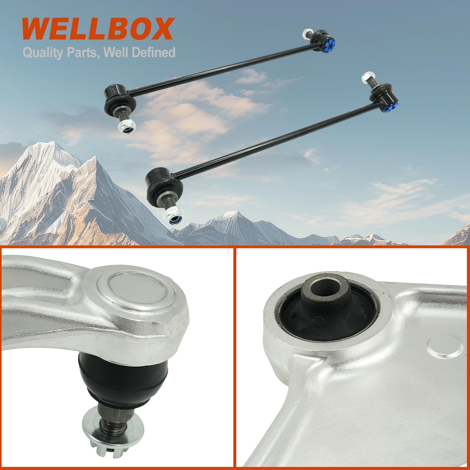WELLBOX 8pc Front Suspension Kit for 2014-2020 Acura MDX for 2016-2022 Honda Pilot for 2017-2023 Ridgeline for 2019-2023 Passport Lower Control Arm Kit Assembly Sway Bar Tie Rod Link Kit