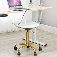 Vista 10 de HOMEFUN Silla de escritorio transparente, de acrílico, giratoria, sin brazos, altura ajustable, de plástico moldeado fantasma, sillas de oficina