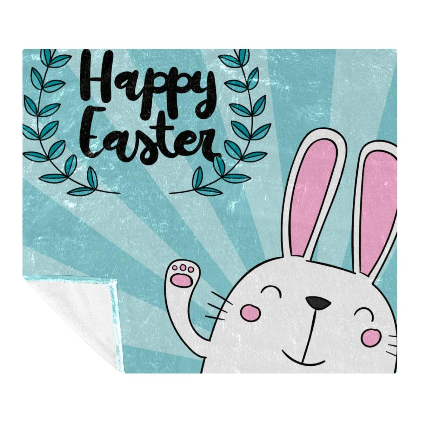 Couverture polaire douce au motif de lapin de Pâques pour lit