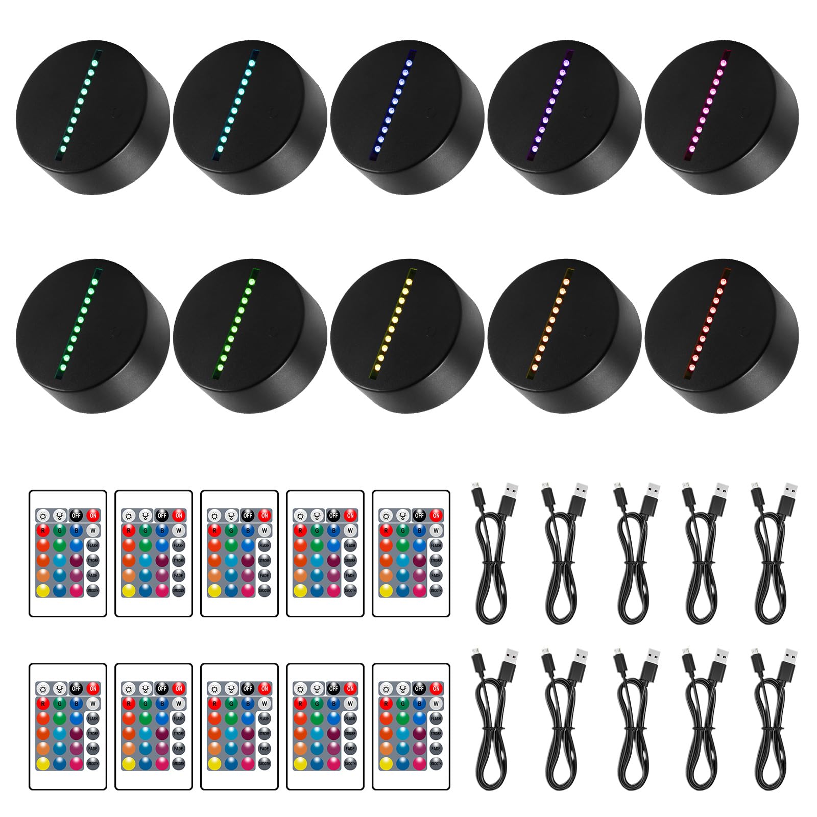 10Pz Luce Notturna a Led 3D Luce Colorata Telecomando Smart Touch Luce Notturna Interruttore Sensore Portatile Base Adatta per Corridoio Camera da Letto Bagno Soggiorno