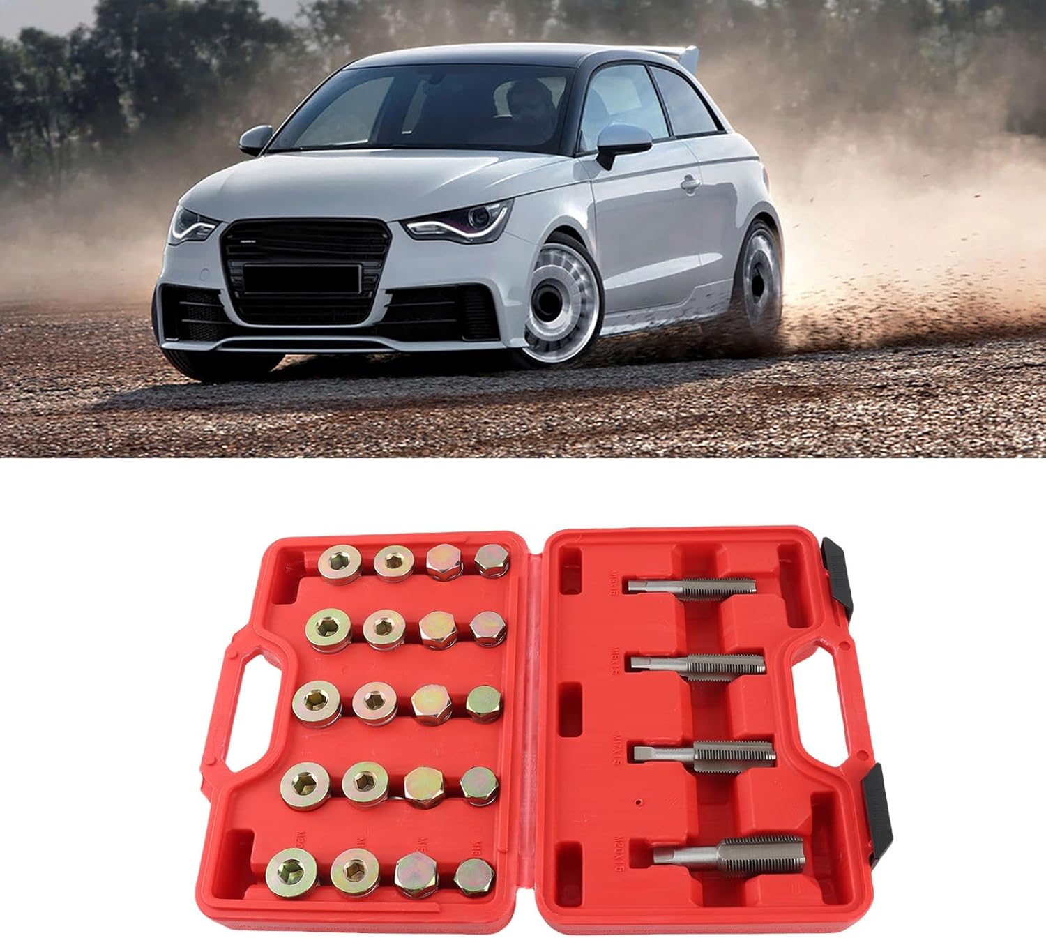 Oil Pan Thread Repair Kit, 64Pcs Oil Pan Drain Plug Thread Repair Tool Kit M13 M15 M17 M20