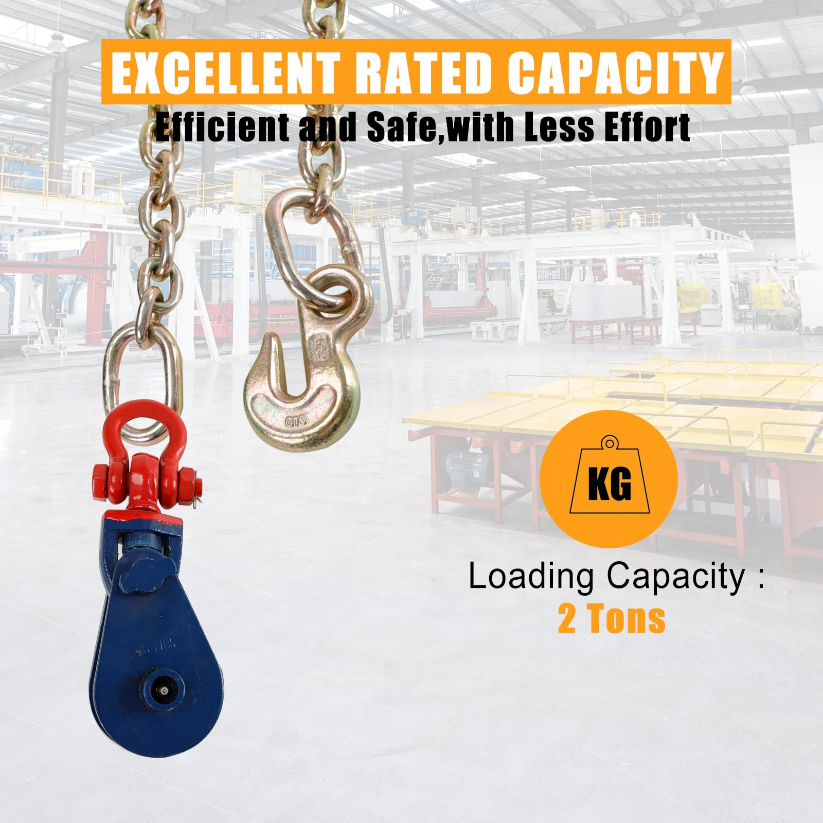 smileracing 2PC 2 Ton Snatch Block with Chain, 3'' Sheave with Swivel Shackle for 3/8