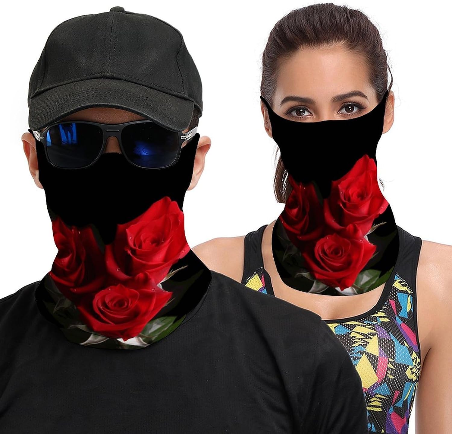 Red Roses Neck Gaiter for Men & Women,Cooling Neck Gaiter with Dustproof Breathable,Face Cover As Headwear,Bandana,Neck Gaiters,Head Wraps,Headbands