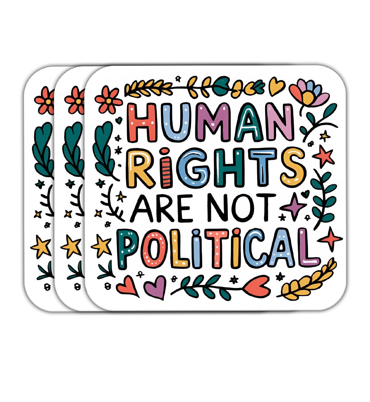 Photo 1 of (3 Psc) Human Rights are Not Political Sticker - Antiracism - Eat The Rick Decal - Human Rights - Womens Rights - Progressive Politics - Social Justice - Sticker 3 Inch for Laptop Water Bottles