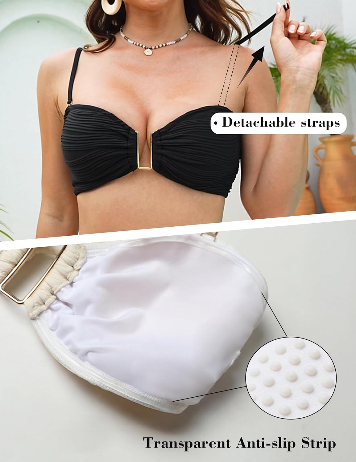 Blooming Jelly Women Bandeau Bikini Sets with Strap Sexy Two Piece Bathing Suit U-Wire Swimsuits - Image 4