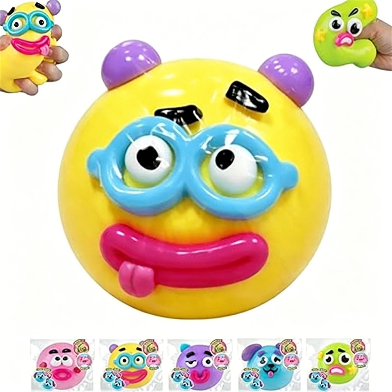 Squishy Fidget Toy, Soft Interchangeable Dog Face Swap Stress Relief Sensory Squeeze Toy, Soft Elastic Sensory Toys for Anxiety Relief Squeeze Ball for Office, School & Travel (yellow)