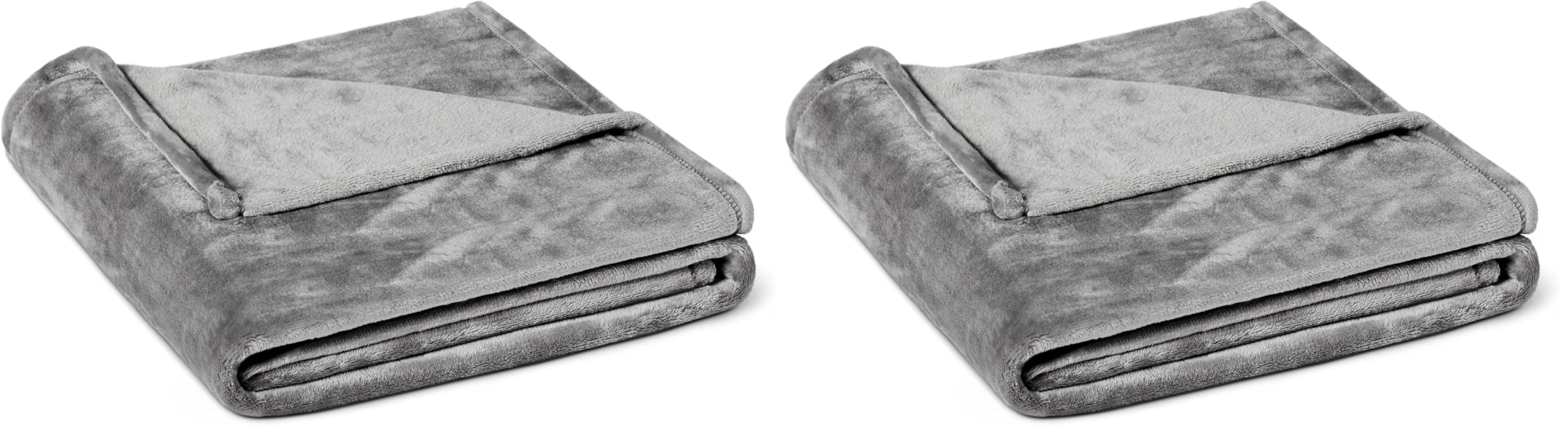 Amazon Basics Soft Fleece Throw Blanket, Ultra-Soft Flannel Fleece Microfiber, Lightweight Warm Cozy for Couch Sofa Bedroom, Fade-Resistant, 50 x 60 Inches, Gray (Pack of 2)