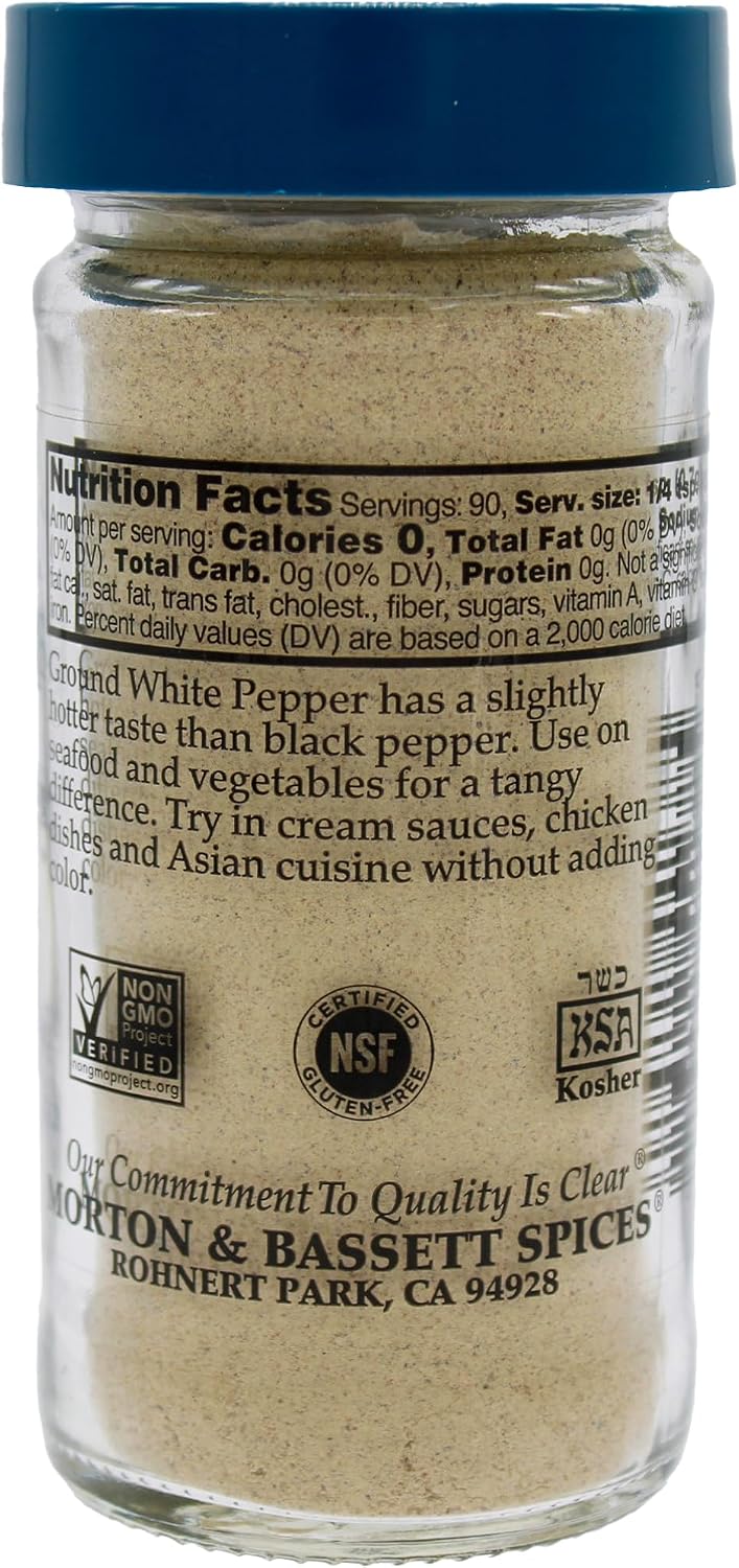 Morton & Bassett Ground White Pepper, 2.3 oz – Non-GMO, Salt-Free, Smooth and Mild for Sauces, Soups & Seasoning image 2