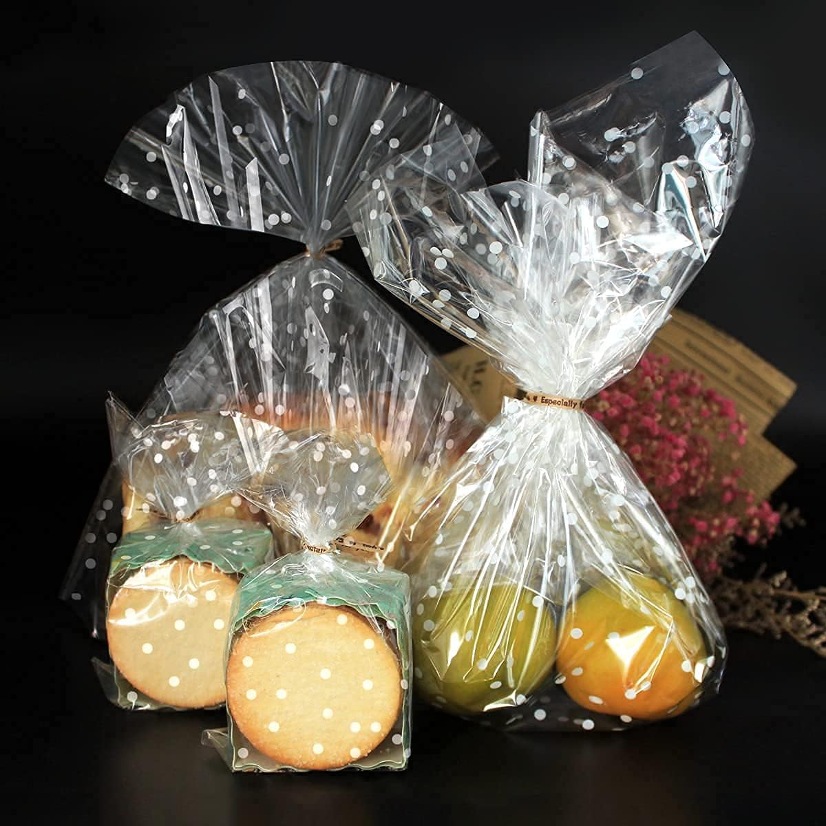 HFHSY (118 ft x 34 in) Clear Cellophane Wrap Roll Irregular White Dot Cellophane Roll 3 Mil Clear Wrap Cellophane Bags,Wrap Roll, Cellophane Roll, Cellophane Wrap for Gifts, Baskets, Flowers: Everything Else