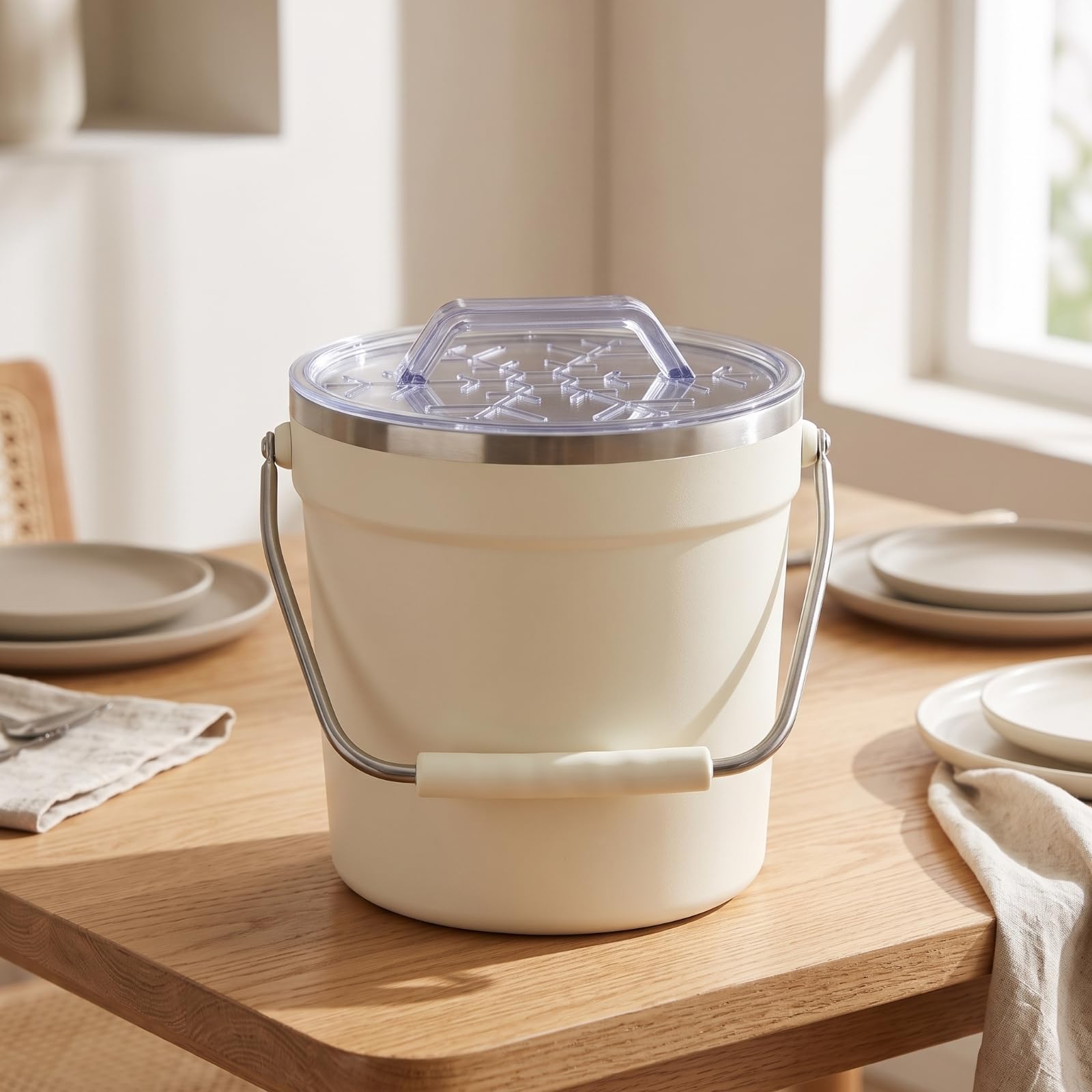 Baoblaze Cubitera con Tapa Aislado Recipiente Cubo Hielo Redondo, Práctico, Cubeta, para Fiestas, Reuniones, organizadores, 8L