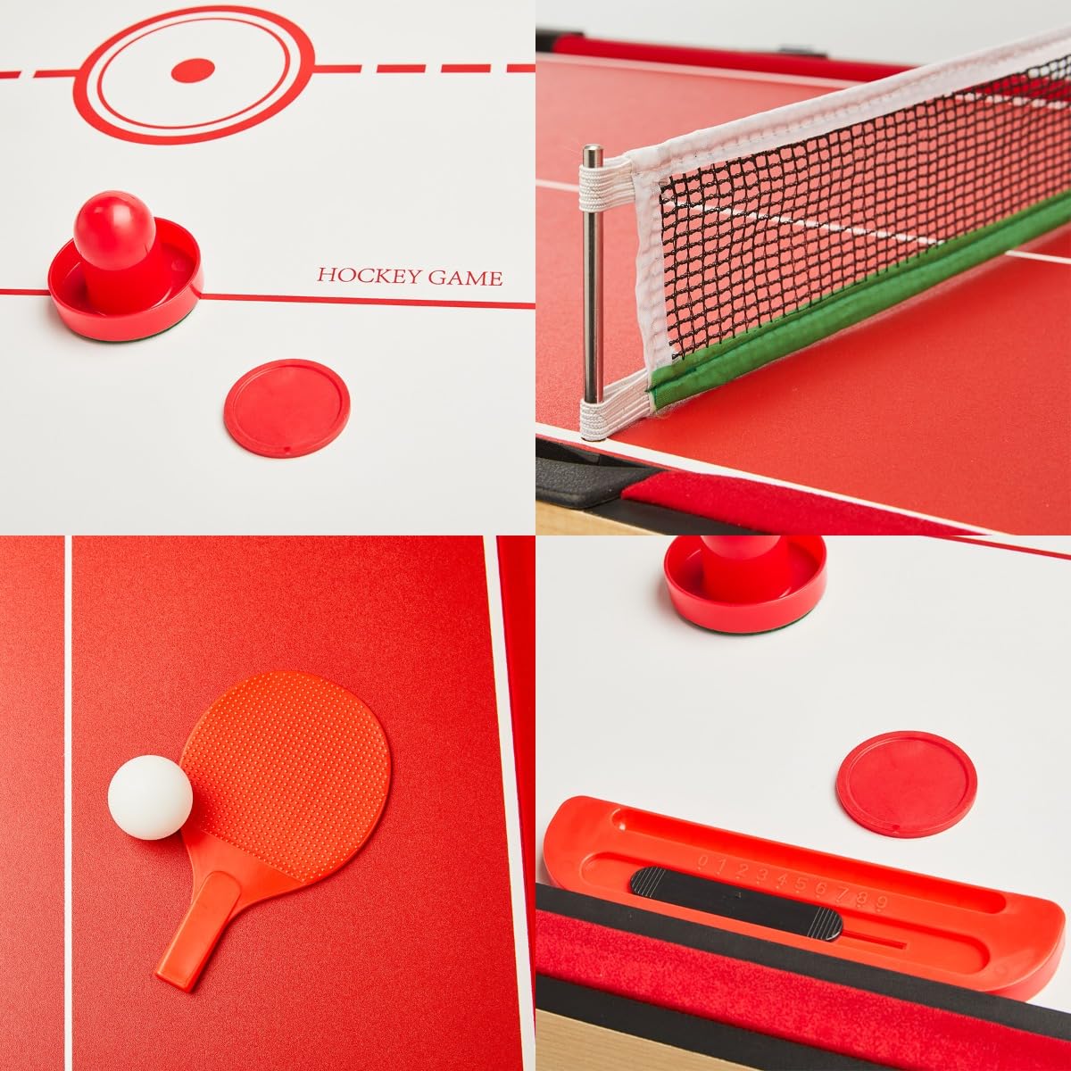 Kangui Table Multi Jeux 4 en 1 - Babyfoot Barres télescopiques - Billard - Ping Pong - Hockey