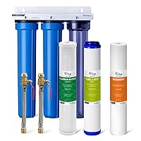 Vista 9 de iSpring WCB32+AHPF12MNPT12X2 Sistema de filtro de agua para toda la casa, reduce hasta un 99% de cloro, sistema de filtración de agua de 3 etapas