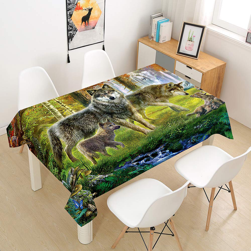 Morbuy Tovaglia Rettangolare di 3D Animale Stampa, Tovaglie da Tavolo Impermeabile Antimacchia 100% Poliestere per Cucina Giardino Feste Decorazioni (Mucche,140x140cm