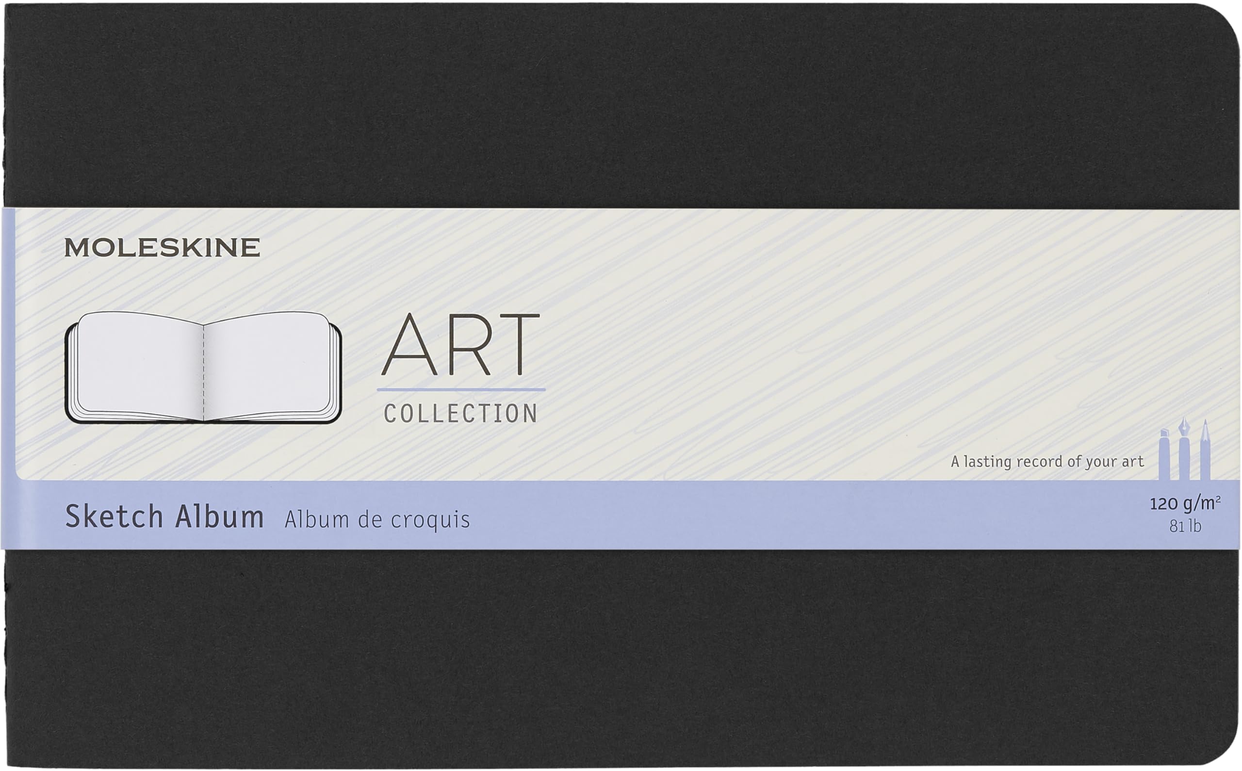 Moleskine Art Sketch Album, Hard Cover, Large (5" x 8.25") Plain/Blank, Black, 88 Pages