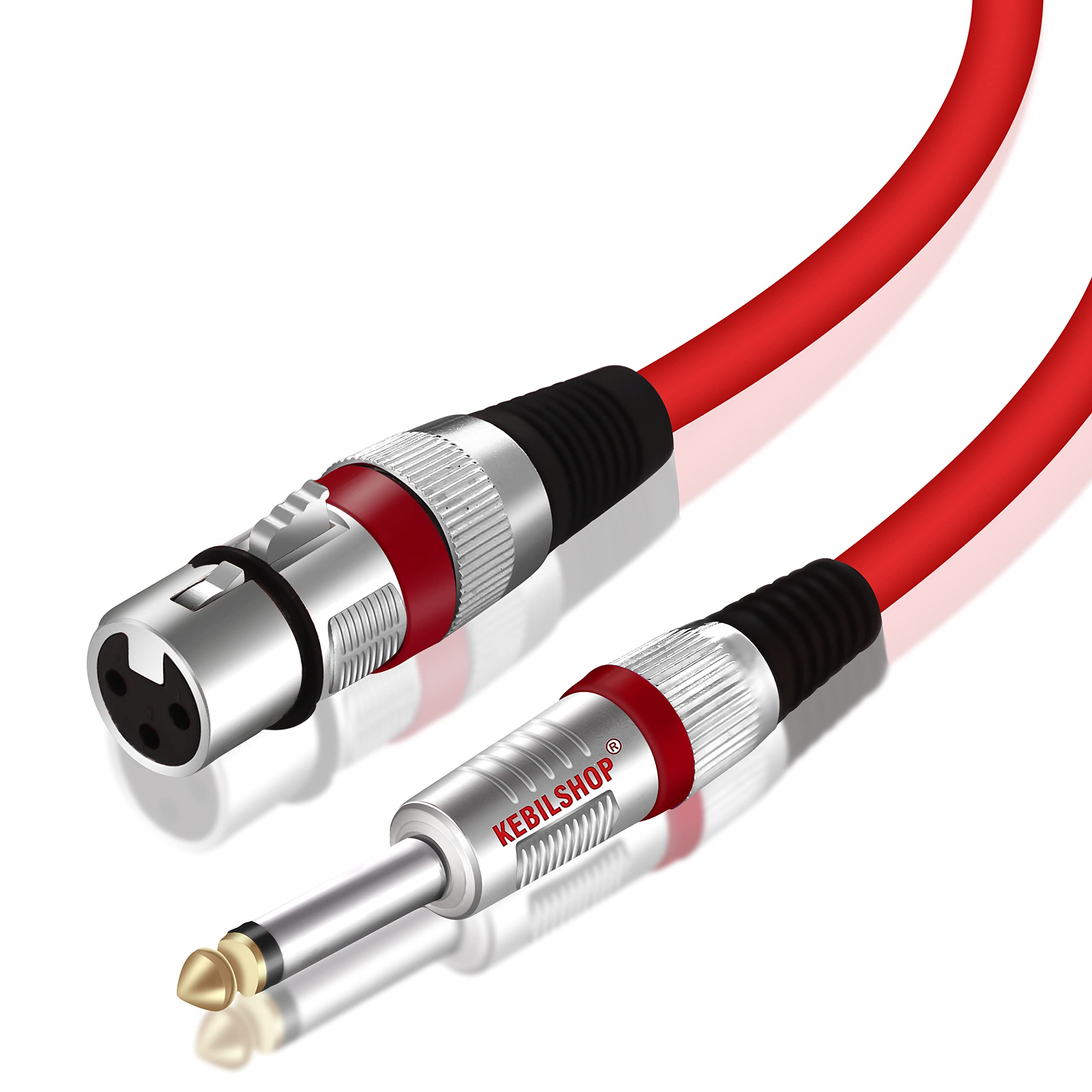 Mic Cable 6.35mm Jack Male To XLR 3PIN Female Cord Wire For Microphone/Guitar Cable .Red,1pc pack. (3 Meter/9.8 Feet) Red Cable-image-41