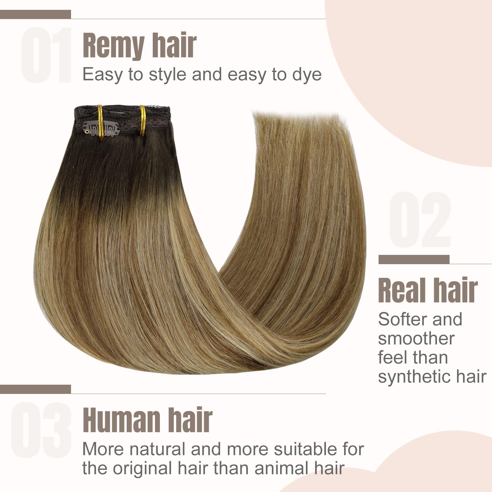 Fshine Estensioni Dei Capelli Clip in Estensioni Dei Capelli Umani 24 Pollice Balayage Medio Marrone Con Platino Biondo Reale Capelli Umani Dritti Capelli Umani Reali Spessi Per Le Donne 120g 7pcs