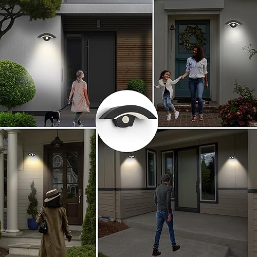 Miniatura 8 de XCOFZOB Luces LED con sensor de movimiento para exteriores, 18 W, 1500 lm, luz de pared LED IP65, impermeable, lámpara de pared de aluminio de 3000
