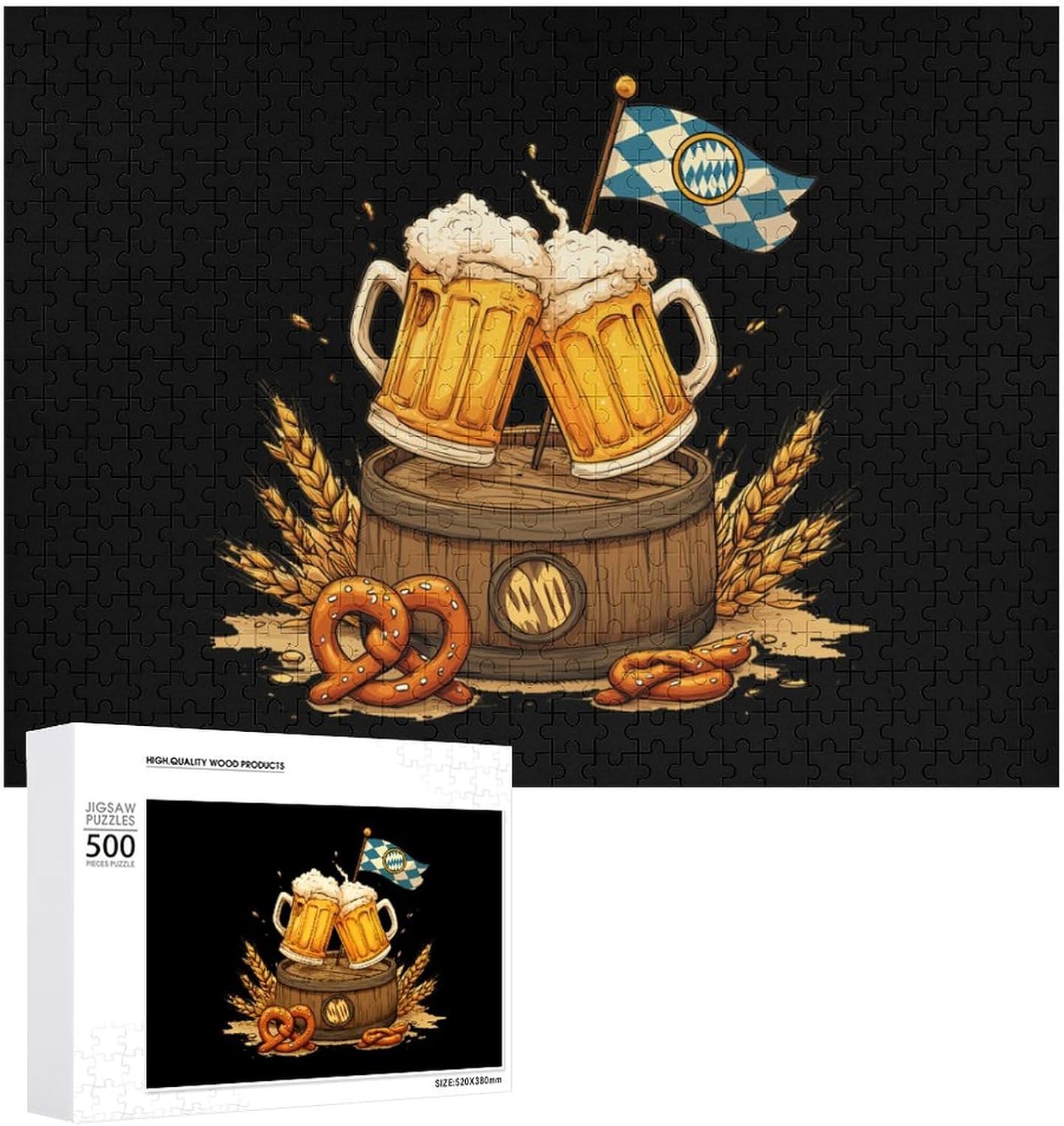 Oktoberfest Beer Puzzles for Adults 500 PCS Wooden Jigsaw Puzzle Wall Decor Christmas