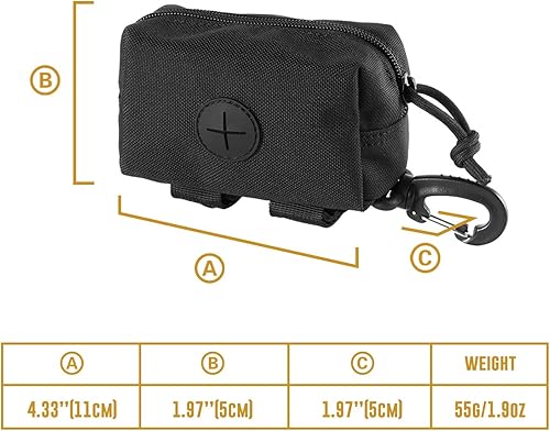 Miniatura 6 de OneTigris Bolsa para excrementos para perros, con cremallera, bolsa de basura para perros, accesorio de correa para caminar, entrenamiento, correr,