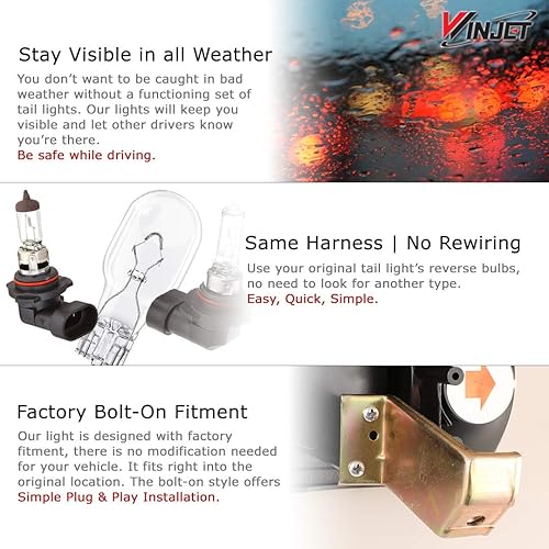 Miniatura 3 de Winjet Luces traseras para Nissan 1986-1994 Hardbody D21 SE / 1986-1989 1994 XE, 1995-1997 Pickup SE XE, ensamblaje de luces traseras para el lado