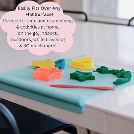 The Table Tyke Silicone Placemats for Toddlers with Patented Edge Bumper | Kids Placemats Non Slip Travel Ready | Baby Placemat BPA Free for Restaurant Dining Table | Hunter Green