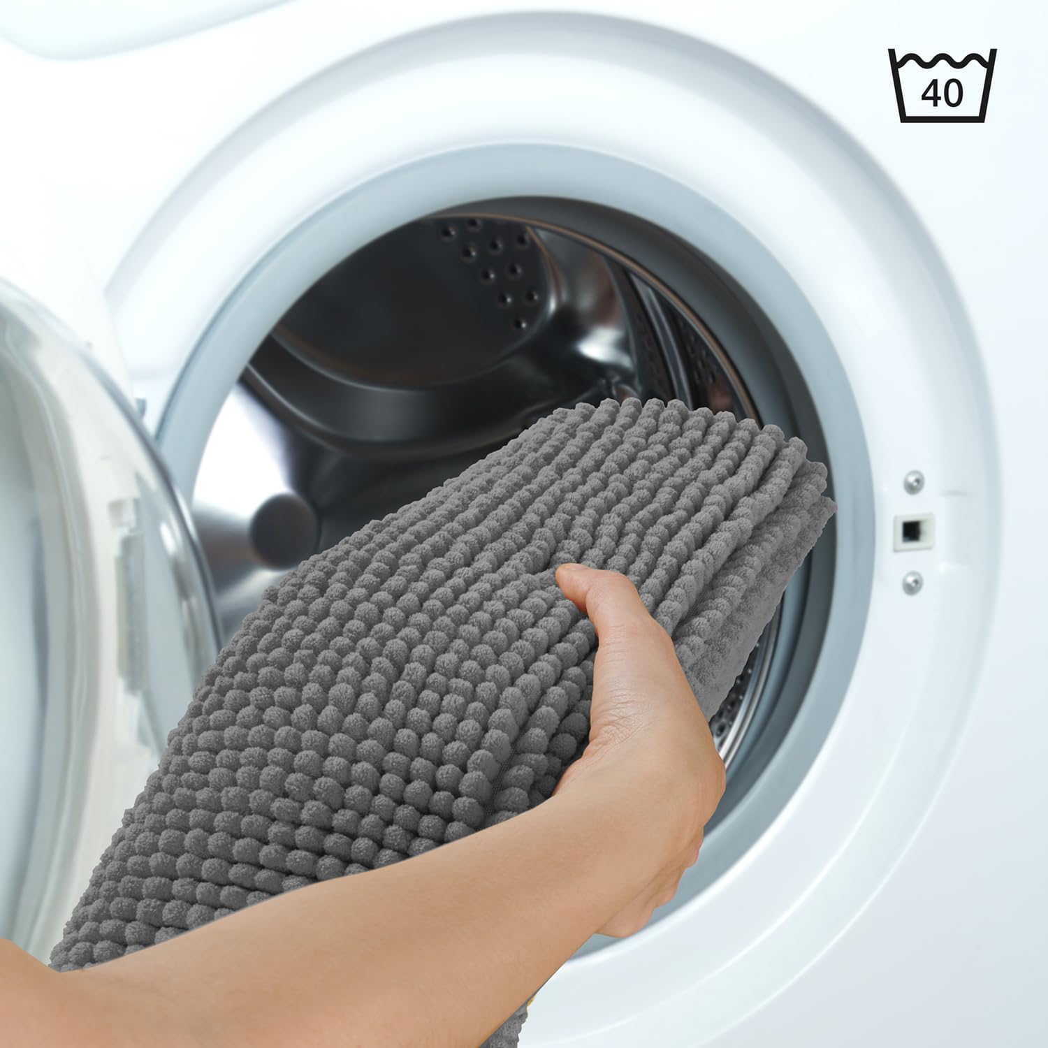 Tapis de Bain Absorbant Antidérapant Oeko-Text 60x40 Gris foncé