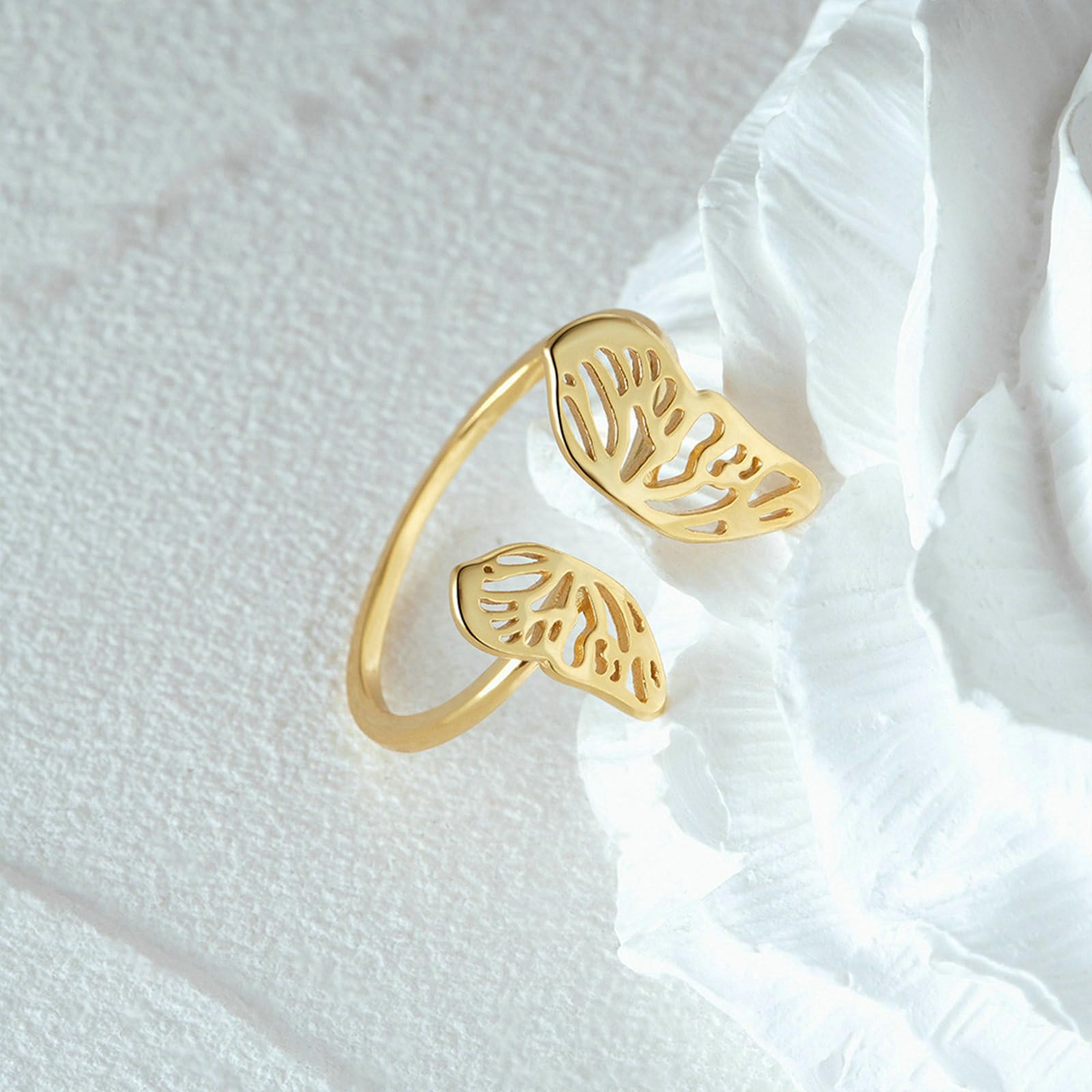 Anelli Nuziale Donna, Anello Oro Fidanzamento 18K Farfalla Cava Regolabile Design Aperto Anello Matrimonio Oro Giallo per Mamma, Fidanzata, Sposa
