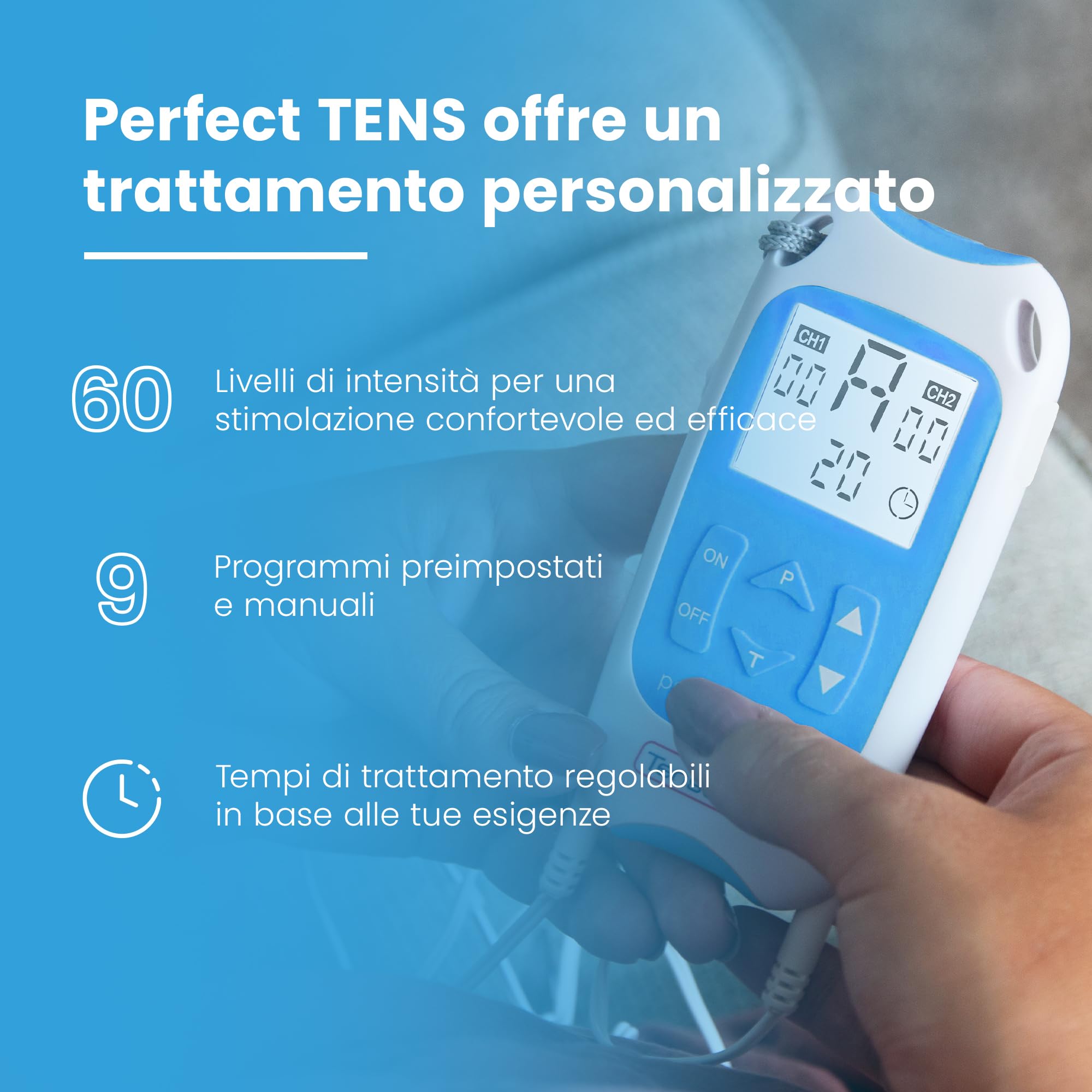 Bundle of TensCare Perfect Tens - Dispositivo Antidolorifico, Clinicamente Testato + Elettrodi TENS ed EMS specifici per il dolore al ginocchio
