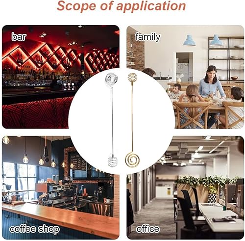 Miniatura 6 de Palitos de miel, 5 unidades de acero inoxidable con peine de miel, cucharas pequeñas de miel para tarro de miel, dispensar miel (plateado)