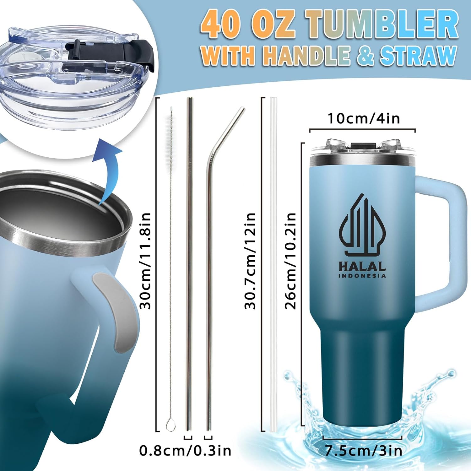 Personalized 40oz Water Bottle with Pictures Text Name, Custom Bulk Tumblers with handle, Personalized Mothers Day Birthday Gifts for Women Men Mom Dad Friends,Employee Appreciation Gifts