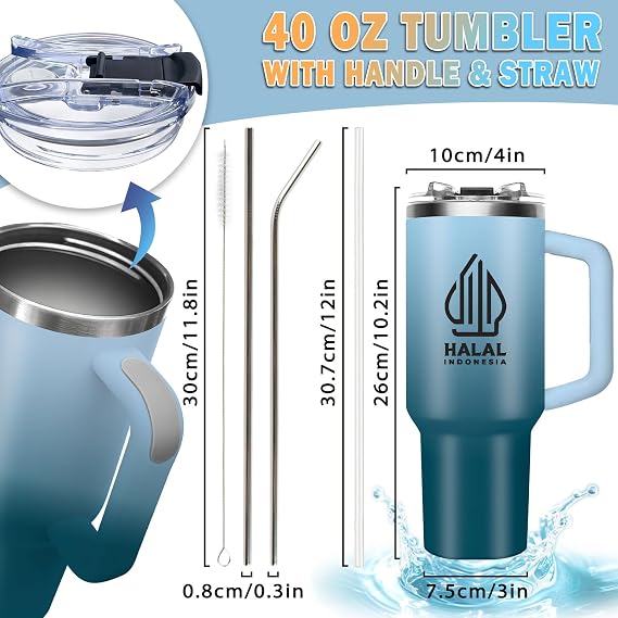 Personalized 40 OZ Tumbler with Picture Logo Text Name, Custom Water Bottle