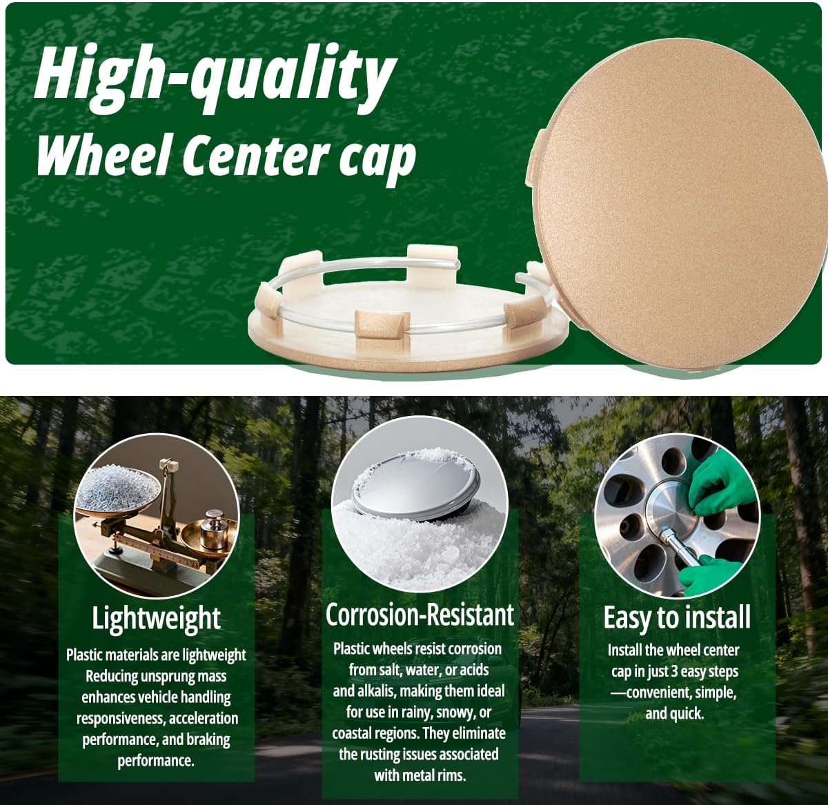 4 Pcs 2.44" (62mm) Wheel Center Caps for Rays Volk Racing TE37 15"&16" A Flat Type 2008 A5 - ABS Plastic Snap-On Hub Covers (Fits 2.28"/58mm Center Bore) - C-62 Replacement,Bronze