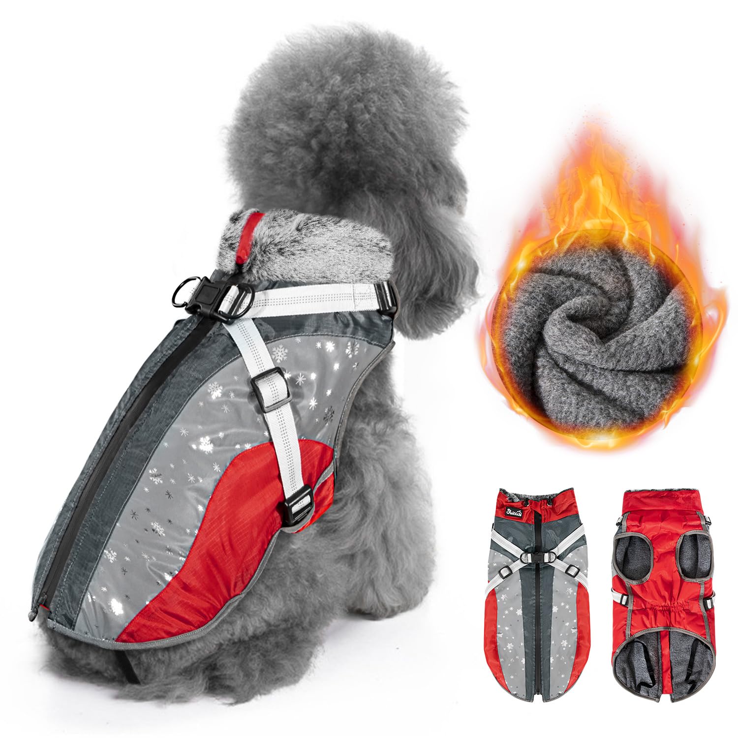 Manteau d'hiver pour chien veste imperméable en polaire ajustable