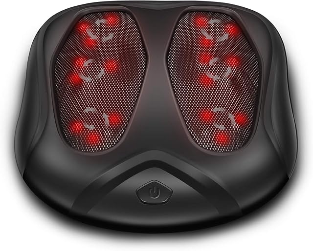 Nekteck Foot Massager with Heat, Shiatsu Heated Elecric Keading Foot Massager Machine, with 6 Massage Heads,18 Rotating Massager Nodes