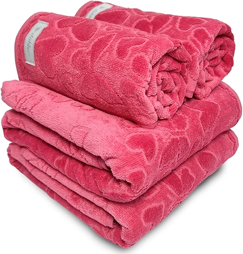 Jogo de Banho 4 Peças Romance Dohler Aveludada 100% Algodão Toalha Fio Penteado Coração Borboleta (Rosa 10366)